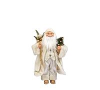 New Festive Feeling Small Santa Christmas Decoration 40cm - Cream & Red Holiday Figurine with Cozy Detailing, Perfect for Shelves, Mantels & Table Décor G-12 (Cream)