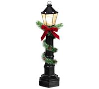 New Festive Folklore Light Up Lamp Post 46cm - Elegant Black LED Lamp Post Ornament with Warm Glow, Classic Christmas Decoration for Home A-99
