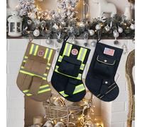 New Firefighter Christmas Stocking Volunteer Firefighters Team X-mas Stockings Reflective Webbing Fire Rescue Badge Ornament Tactical US Military for Family Decorations Dark Khaki 1 Pack