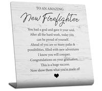 New Firefighter Graduation Gift Desk Decorative Sign, Motivational Firefighter Desk Decor for Fire Academy Graduate Congratulations Keepsake Thank You Gifts for Firemen First Responders Day TZ163