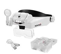 NEW FLASH Headband Magnifier with LED Light, USB Rechargeable Handsfree Head Mount Magnifying Glasses Loupe with 6 Detachable Lens for Close Work Reading Jewelry Crafts Electronic Repair 406202