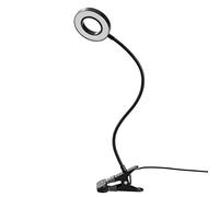New Flash LED Clip Desk Lamp, 3 Color Modes & 10 Dimmable Brightness, USB Powered Eye Care Flexible Clip On Reading Light Bedside Lamp for Studying Office Gaming Craft Drawing (Black, 7W)
