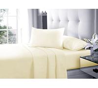 New Flat Sheets Easy Care Soft Cotton Rich Wrinkle Shrinkage and Fade Resistant Fabric Polycotton Flat Bed Sheets (Cream, Single)