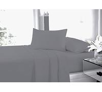 New Flat Sheets Easy Care Soft Cotton Rich Wrinkle Shrinkage and Fade Resistant Fabric Polycotton Flat Bed Sheets (Dark Grey, Double)