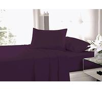 New Flat Sheets Easy Care Soft Cotton Rich Wrinkle Shrinkage and Fade Resistant Fabric Polycotton Flat Bed Sheets (Plum, Super King)
