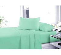 New Flat Sheets Easy Care Soft Cotton Rich Wrinkle Shrinkage and Fade Resistant Fabric Polycotton Flat Bed Sheets (Mint, Pillowcase Pair)