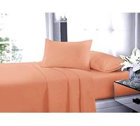 New Flat Sheets Easy Care Soft Cotton Rich Wrinkle Shrinkage and Fade Resistant Fabric Polycotton Flat Bed Sheets (Peach, Super King)