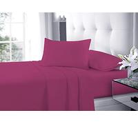 New Flat Sheets Easy Care Soft Cotton Rich Wrinkle Shrinkage and Fade Resistant Fabric Polycotton Flat Bed Sheets (Fuchsia, Pillowcase Pair)