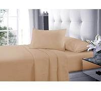 New Flat Sheets Easy Care Soft Cotton Rich Wrinkle Shrinkage and Fade Resistant Fabric Polycotton Flat Bed Sheets (Latte, Single)