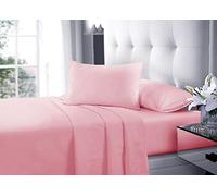 New Flat Sheets Easy Care Soft Cotton Rich Wrinkle Shrinkage and Fade Resistant Fabric Polycotton Flat Bed Sheets (Pink, Double)