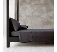 New Flat Sheets Easy Care Soft Cotton Rich Wrinkle Shrinkage and Fade Resistant Fabric Polycotton Flat Bed Sheets (Charcoal, Pillowcase Pair)