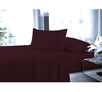 New Flat Sheets Easy Care Soft Cotton Rich Wrinkle Shrinkage and Fade Resistant Fabric Polycotton Flat Bed Sheets (Wine, Single)