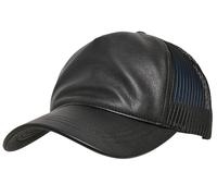 NEW FLEXFIT LEATHER MESH CAP PLAIN BASEBALL BLACK TRUCKER GOLF ERA PEAK HAT