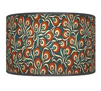 New Floral lampshade Teal Blue Burnt Orange Ceiling Light Drum Lamp Shade Handmade Floor Table or Ceiling Pendant Light Shade dz232 (45cm(18")