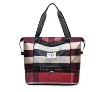 New Foldable Dry/Wet Separation Travel Duffel Bag with Shoe Compartment Large Capacity Folding Weekender Overnight Bag, B-red, L, Foldable