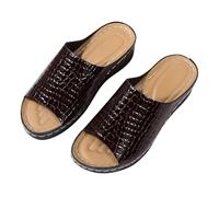 New Foreign Trade Style Black Sole Thick Slippers With And Lightweight Design For Women's Sandals With Cool Drag Patterns Women Size 12 Sandals (Coffee, 5)