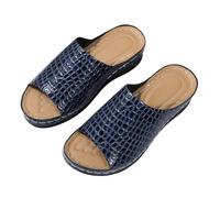 New Foreign Trade Style Black Sole Thick Slippers With And Lightweight Design For Women's Sandals With Cool Drag Patterns Women Size 12 Sandals (Dark Blue, 4)