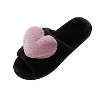 New Foreign Trade Woolen Plush Warm Love Slippers for Autumn and Winter Womens Slippers with Hard Sole (Purple, 4.5)
