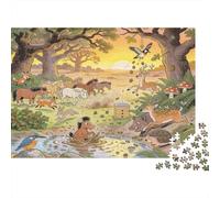 New Forest Pony Roundup Chaos Wooden Jigsaw Puzzle Waterproof 1000 Piece Puzzles for Adults Gifts Challenging And Brainteasing Educational Games