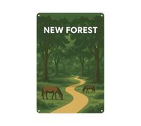 New Forest Wall Sign - UK Scenery Metal Plaque Holiday Momento - Wall Decor England Souvenir Gift 28cm x 20cm