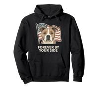 New Forever by Your Side - Loyal Dog with US Flag Motif Pullover Hoodie