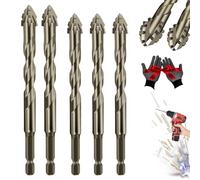 New Four-Flute Sawtooth Eccentric Drill Bit, Cozy Hoome Drill Bits, Four-Edged Serrated Eccentric Drill, Titanium-Coated Design Drill Bit, Efficient Drill and Tap Set (5Pcs(6/6/6/8/8))