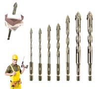 New Four-Flute Sawtooth Eccentric Drill Bit - High Hardness Skewed Head Drill Set, Four Blade Serrated Eccentric Drills, Multifunction Suitable for Metal, Stone, Glass, Concrete (3/4/5/6/8/10/12mm)