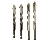 New Four-Flute Sawtooth Eccentric Drill Bit, High Hardness Skewed Head Eccentric Drill Bits, Multiple Sizes Titanium-Coated Design Efficient Drill Bit Set for Wood and Metal (6+8+10+12mm)