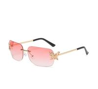 New Frameless Diamond-set Butterfly Glasses for Women, Featuring European Style, Exquisite and Fashionable, Trendy. (pink)