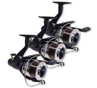 NEW Freespool Deluxe Oakwood Carp Bait Runner Fishing Reel & Line x 3