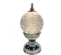 New FT-Store Christmas Snowflake LED Globe - Silver - Capture The Magic Of Christmas With This - Look Incredible On A Mantelpiece - Height: 25cm, Width: 12cm, Depth: 12cm - R01.