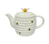 New FT-Store Honey Bees Teapot -White, Hand-Painted Bees -Featuring A Coordinating Bee-Shaped Knob for The Lid to Complete The Look -B01