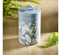 New Ft-Store Meadows Fine China Canister- Blue - Add A Dash Of Charm - Beautiful Birds Design - Airtight Seal - Dimensions L 10cm X W 10cm X D 17.5cm - D01