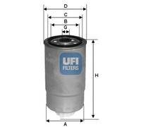 FUEL FILTER 24.H2O.08 FOR CHRYSLER GRAND/VOYAGER/IV TOWN/&/COUNTRY EDK 2.5L 4cyl