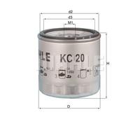 MAHLE Knecht Fuel Filter KC20 – Screw-On, 76mm OD x 81mm H – Fits Ford, Mitsubishi, Piaggio