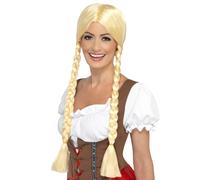 NEW Funny Bavarian Beauty Beer Girl Blond Wig Ladies Oktoberfest Fancy Dress