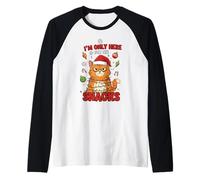 New Funny Christmas Cat I’m Only Here for The Snacks Raglan Baseball Tee