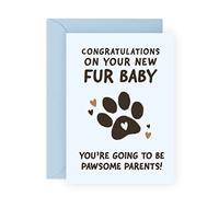New Fur Baby Card - Congrats on Your New Dog - 'Pawsome Parents' - Adopting Puppy Card - For Fur Mum and Dad, Him Her Friends Brother Sister Women Men - Comes With Fun Stickers
