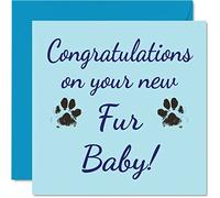 New Fur Baby Card - Congratulations on New Fur Baby Cards Pet - Dog Cat, Well Done Congrats Cards, Welcome To The World Home Gifts, 145mm Greeting Cards for Parents