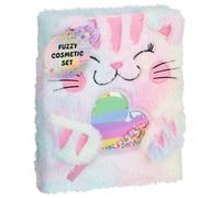 New Fuzzy Cosmetic Set - Complete Makeup Kit with Nail Polish, Eyeshadows, Blusher, Applicators & Brushes | Fun Beauty Gift for Girls, Teens & Makeup Lovers -A52 (White)