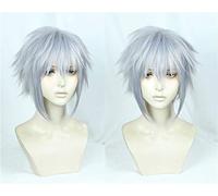 New Game Kingdom Hearts III Riku Cosplay Wig Halloween Role Play Iron- Gray Hair Halloween Cosplay Costume Wig Hair + Wig Cap