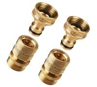 New Garden Hose Quick Connector. ¾ inch GHT Brass Easy Connect Fitting 4-Piece Set Male and Female