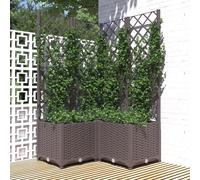 vidaXL Garden Planter with Trellis Brown PP Outdoor Raised Bed Flower Box