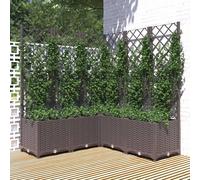 vidaXL Garden Planter with Trellis Light Grey 120x120x136 cm PP UK GF0