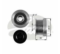 NEW GATES ALTERNATOR FREEWHEEL CLUTCH OE QUALITY REPLACEMENT OAP7036