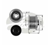 NEW GATES ALTERNATOR FREEWHEEL CLUTCH OE QUALITY REPLACEMENT OAP7052
