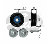 NEW GATES V-RIBBED BELT DEFLECTION GUIDE PULLEY OE QUALITY REPLACEMENT T36765