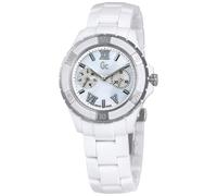 NEW GC GUESS COLLECTION XL-S SILVER+WHITE TONE CERAMIC,MOP,SWISS WATCH X69001L1S
