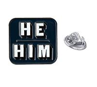 [NEW] Gender Pronoun LGBT - Enamel Metal Pin Lapel Badge (He/Him - Dark Blue)