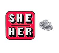 [NEW] Gender Pronoun LGBT - Enamel Metal Pin Lapel Badge (She/Her - Pink)